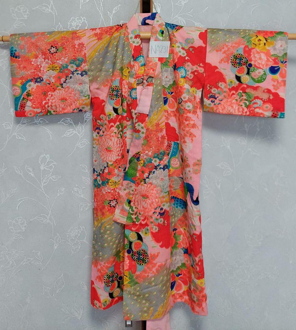NA231アンティーク子供着物着丈77センチ裄丈39センチ