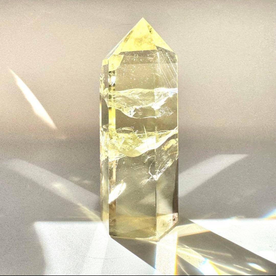高品質 高透明 シトリン 黄水晶 六角柱
