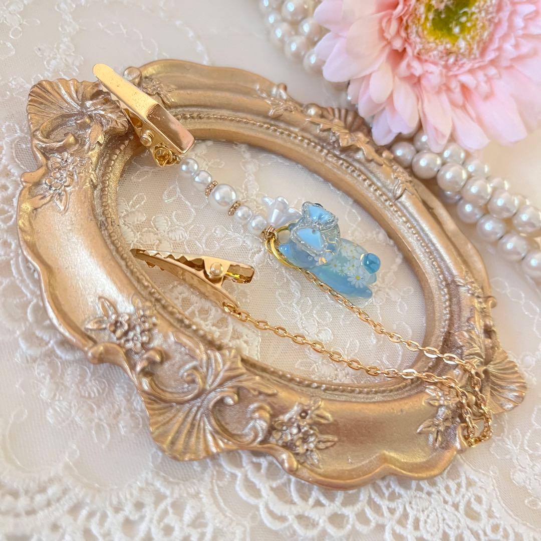 B❤️ 猫　ねこ　パール　帽子クリップ　帽子ストラップ　帽子　母の日　プレゼント