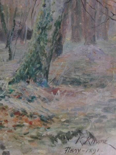 久米桂一郎、寒林枯葉、希少画集画、新品額装付、状態良好