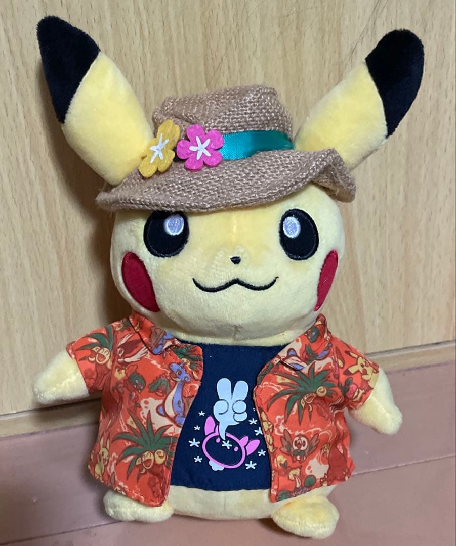 ポケモンセンター限定ぬいぐるみ ピカチュウ アロハシャツ 夏 沖縄