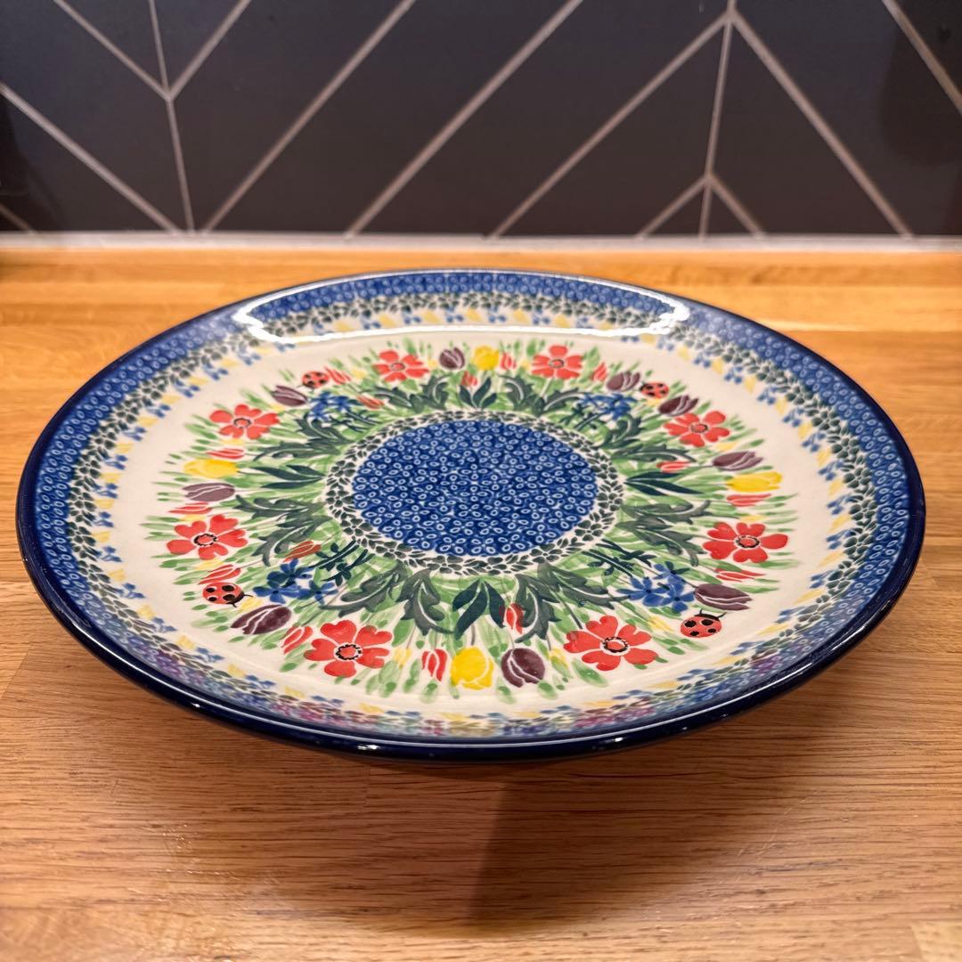 ポーリッシュポタリー　花柄 陶器製 プレート　26.5cm