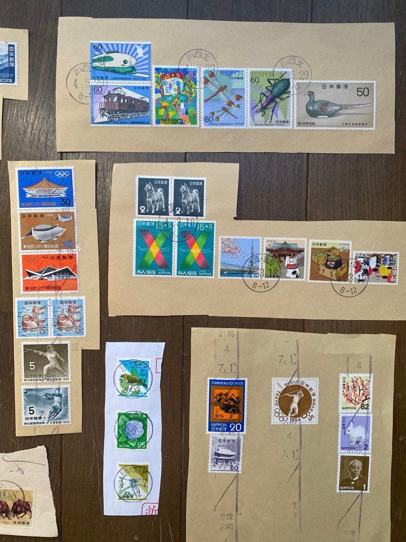 G レア 55枚　使用済み切手　紙物　記念切手　1957年　昭和レトロ　消印