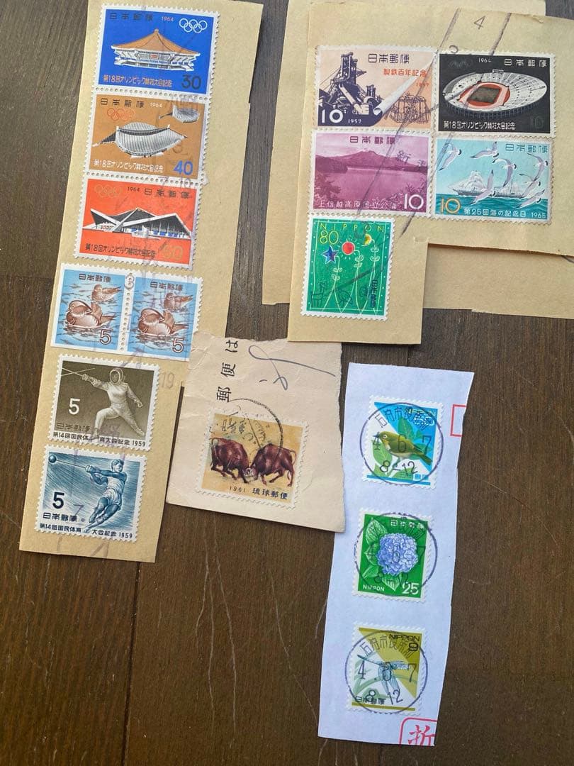 G レア 55枚　使用済み切手　紙物　記念切手　1957年　昭和レトロ　消印