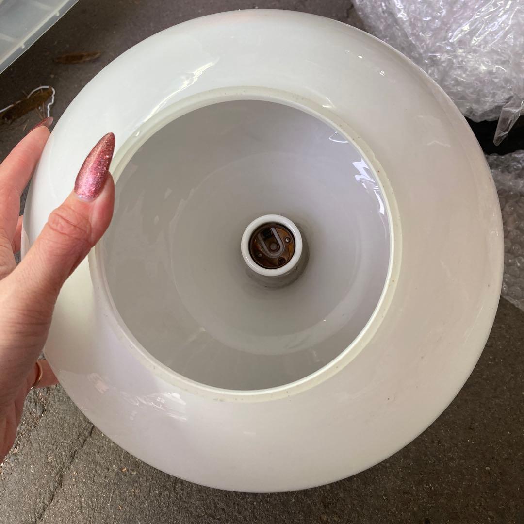 D-2 【希少・昭和レトロ】日立 ミルクガラス ペンダントライト 吊り下げ照明