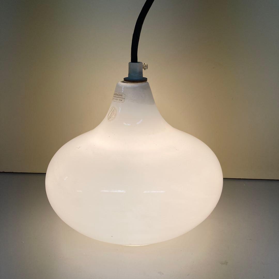 D-2 【希少・昭和レトロ】日立 ミルクガラス ペンダントライト 吊り下げ照明