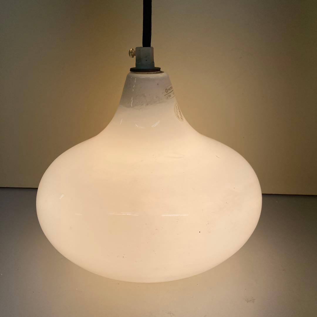 D-2 【希少・昭和レトロ】日立 ミルクガラス ペンダントライト 吊り下げ照明