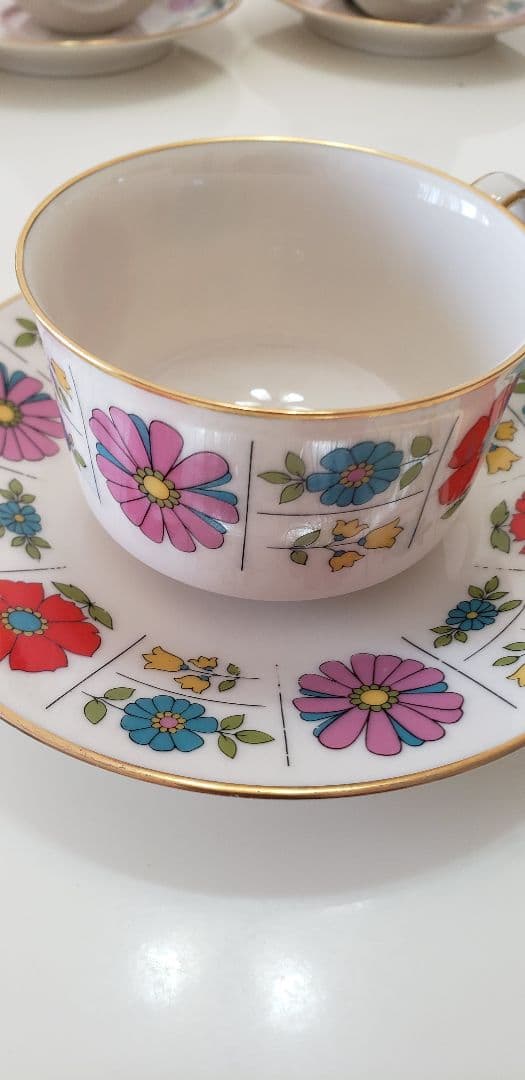 【難有り】ノリタケ 昭和レトロ　ポップな花柄６客セット貴重なセット