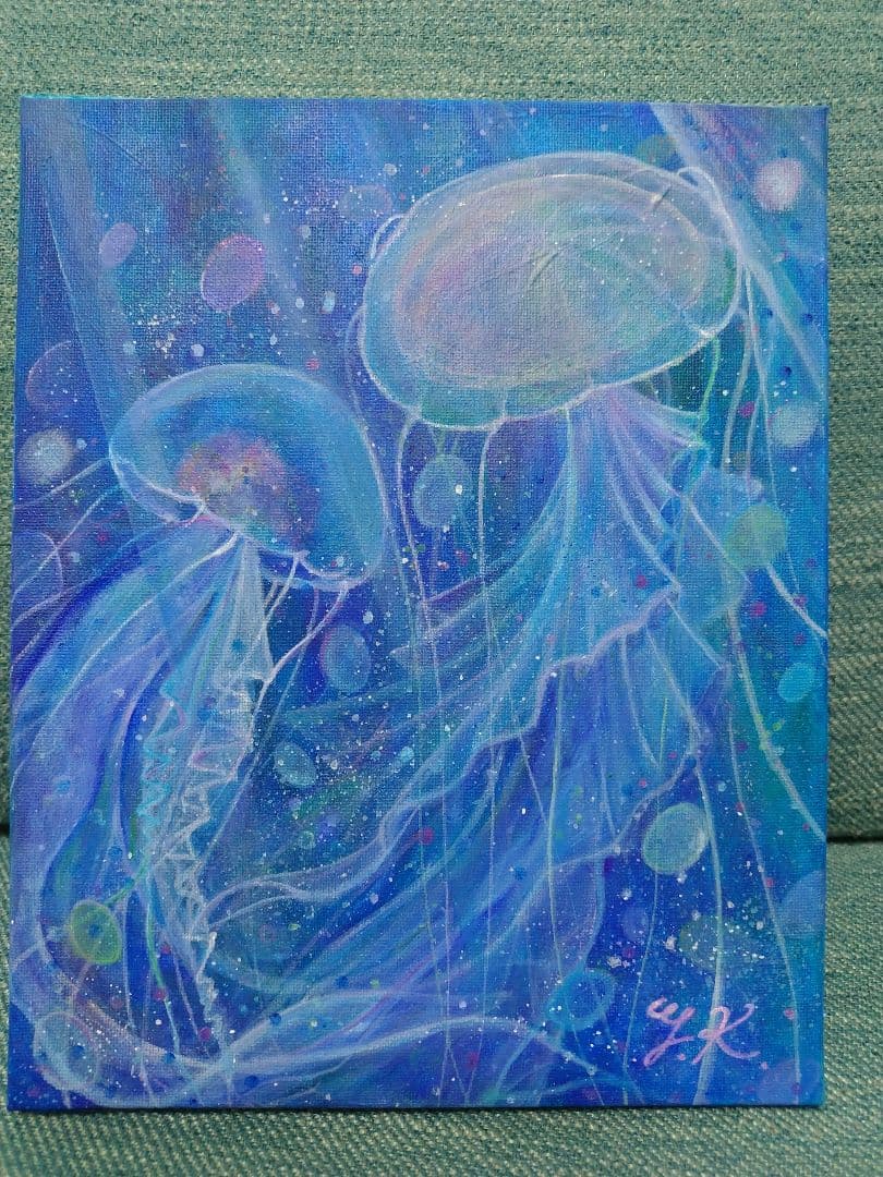 アクリル画『海月と光』F3サイズ アート 原画 くらげ クラゲ - メルカリ