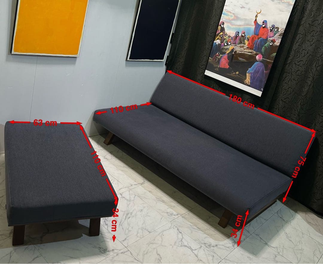 Sabisabi ソファ3人掛け【背もたれフラットタイプ】 オットマン