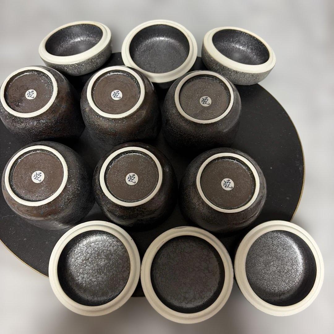 有田焼】陶悦窯 黒晶銀塗り 蓋付蒸し碗 6個 - メルカリ