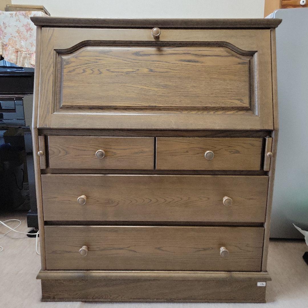 豊田たんす　オーク材　ライティングデスク　希少　無垢材