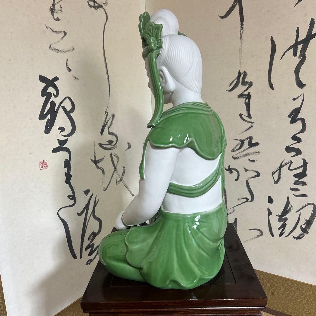 九谷焼　座観音様　グリーン