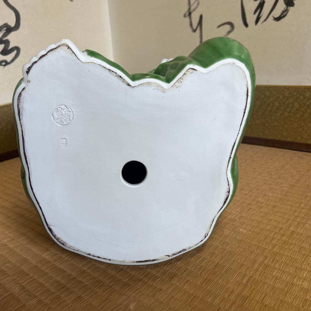 九谷焼　座観音様　グリーン