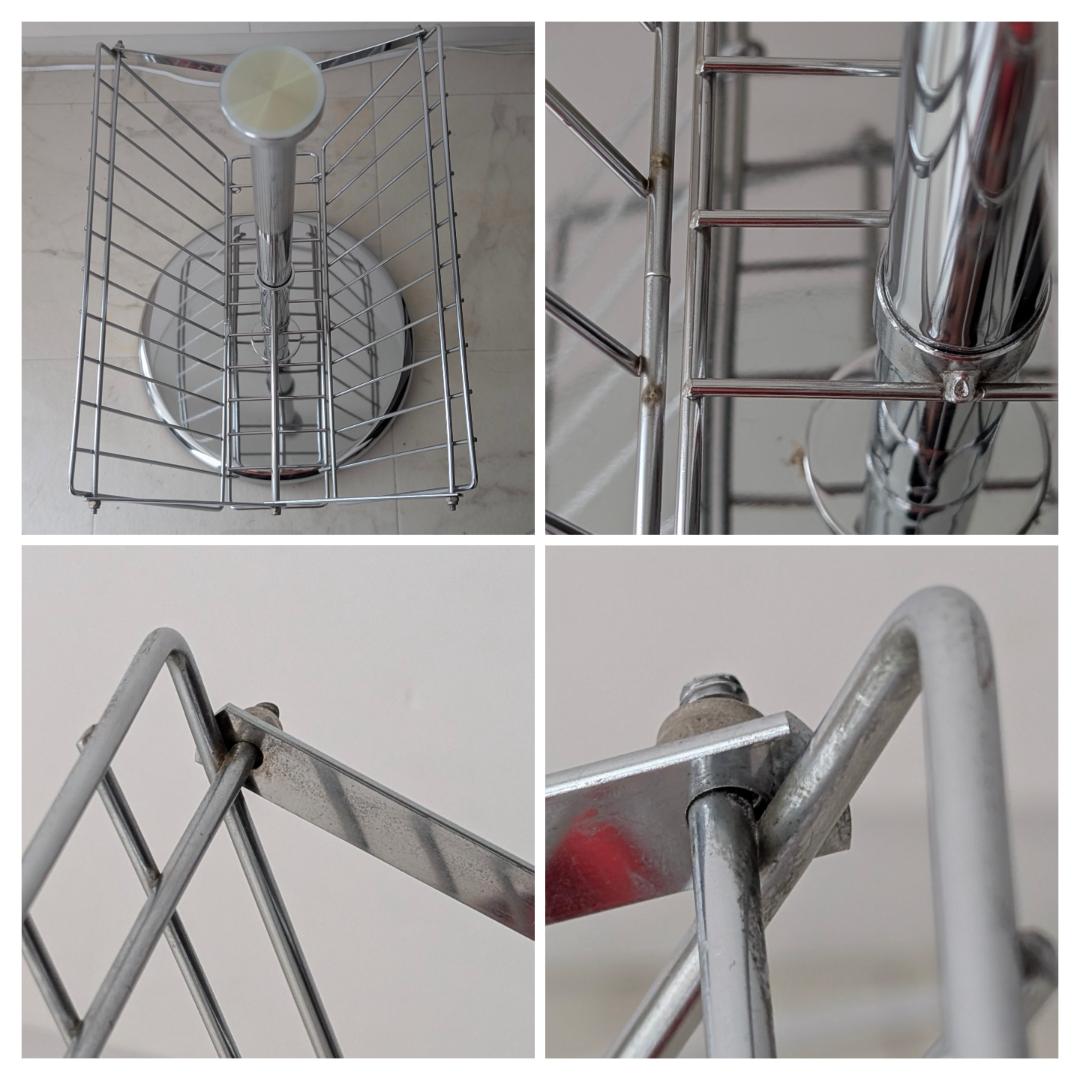 ガラス×クローム サイドテーブル マガジンラック付き ビンテージ Y2K ポップ