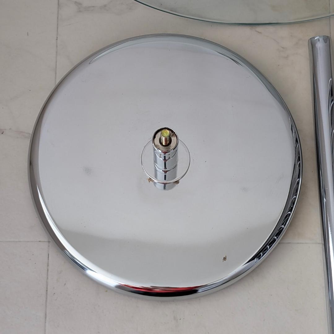 ガラス×クローム サイドテーブル マガジンラック付き ビンテージ Y2K ポップ