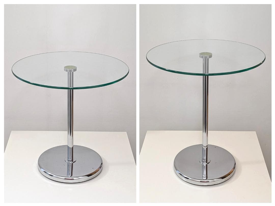 ガラス×クローム サイドテーブル マガジンラック付き ビンテージ Y2K ポップ