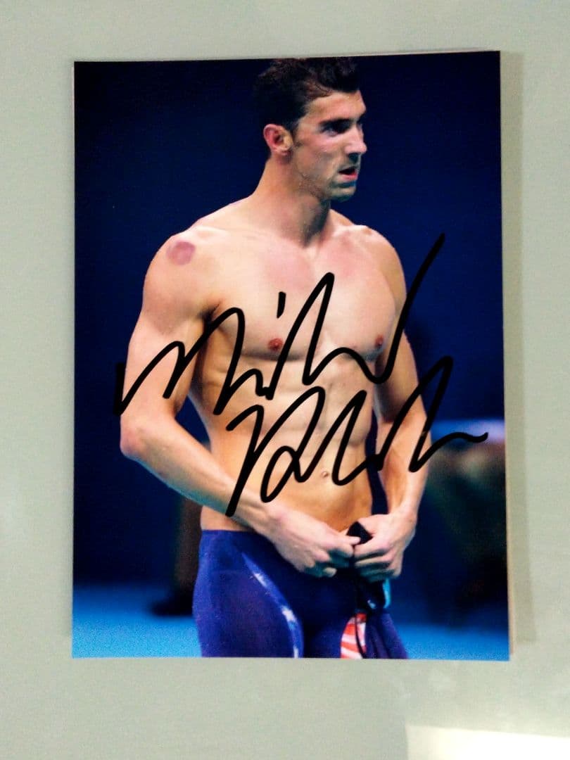 マイケル・フェルプス直筆サイン入り2Lサイズ写真…競泳オリンピック金メダリスト