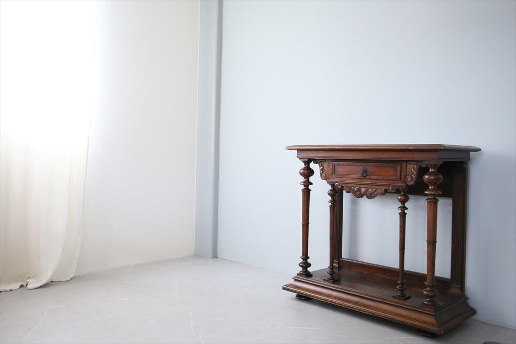 フランスアンティーク木製ホールテーブル机/花台/カウンターデスク飾り棚(90-8