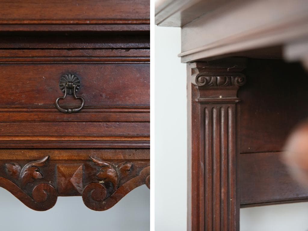 フランスアンティーク木製ホールテーブル机/花台/カウンターデスク飾り棚(90-8