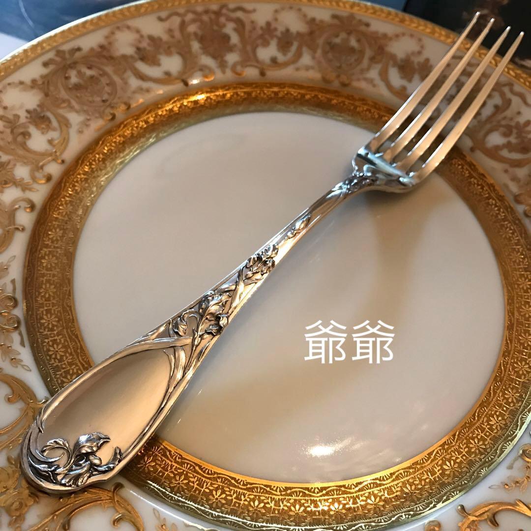 フランス 純銀製／フォーク２本／Puiforcat ピュイフォルカ／「アイリス」