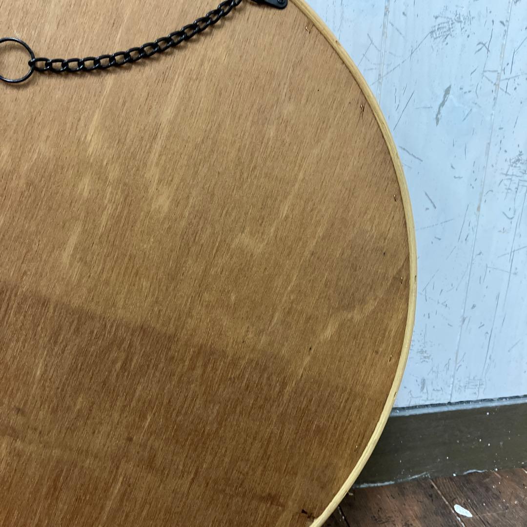 ■A-壁 昭和レトロ ニチハン 木製 丸型鏡 ラウンドミラー ウォールミラー