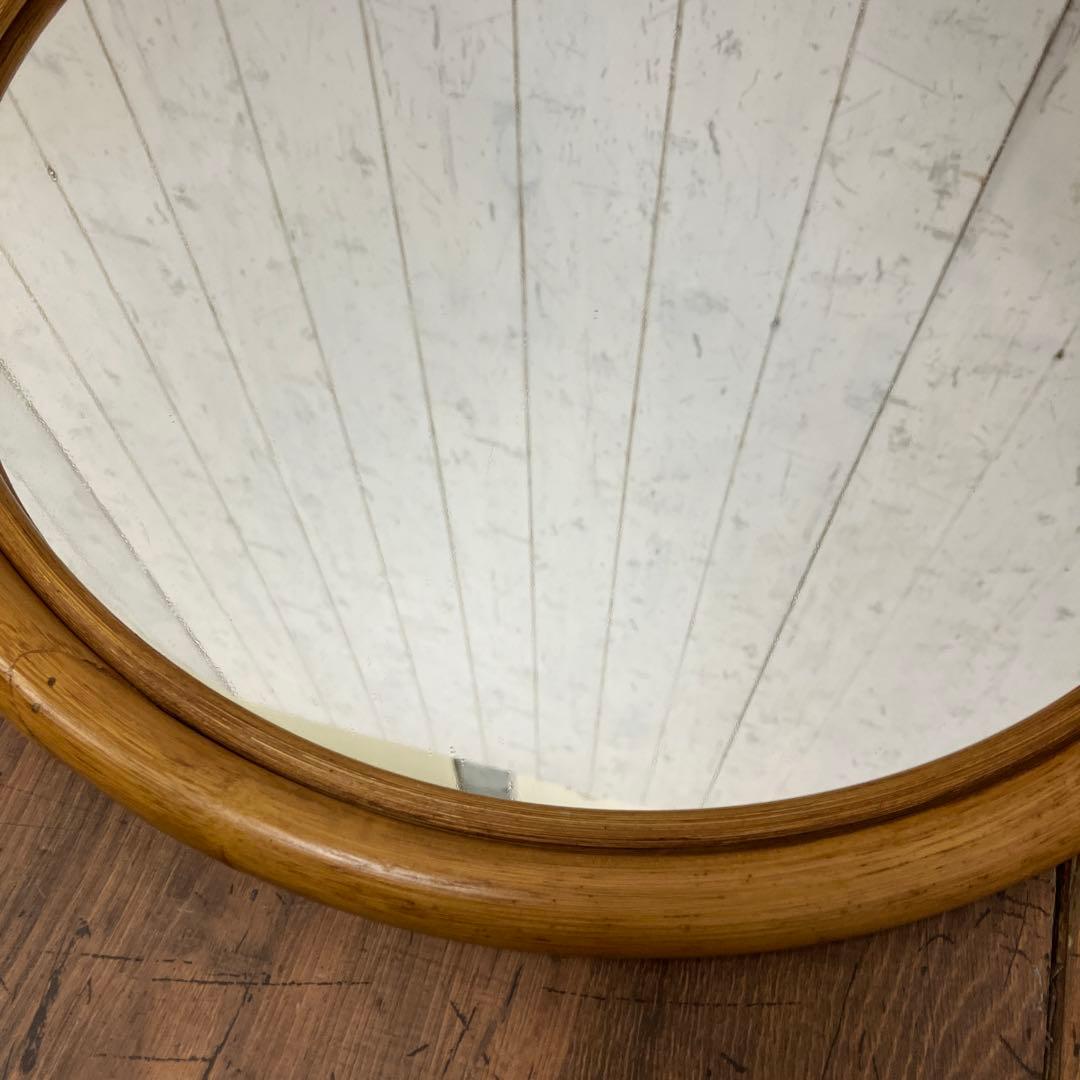 ■A-壁 昭和レトロ ニチハン 木製 丸型鏡 ラウンドミラー ウォールミラー