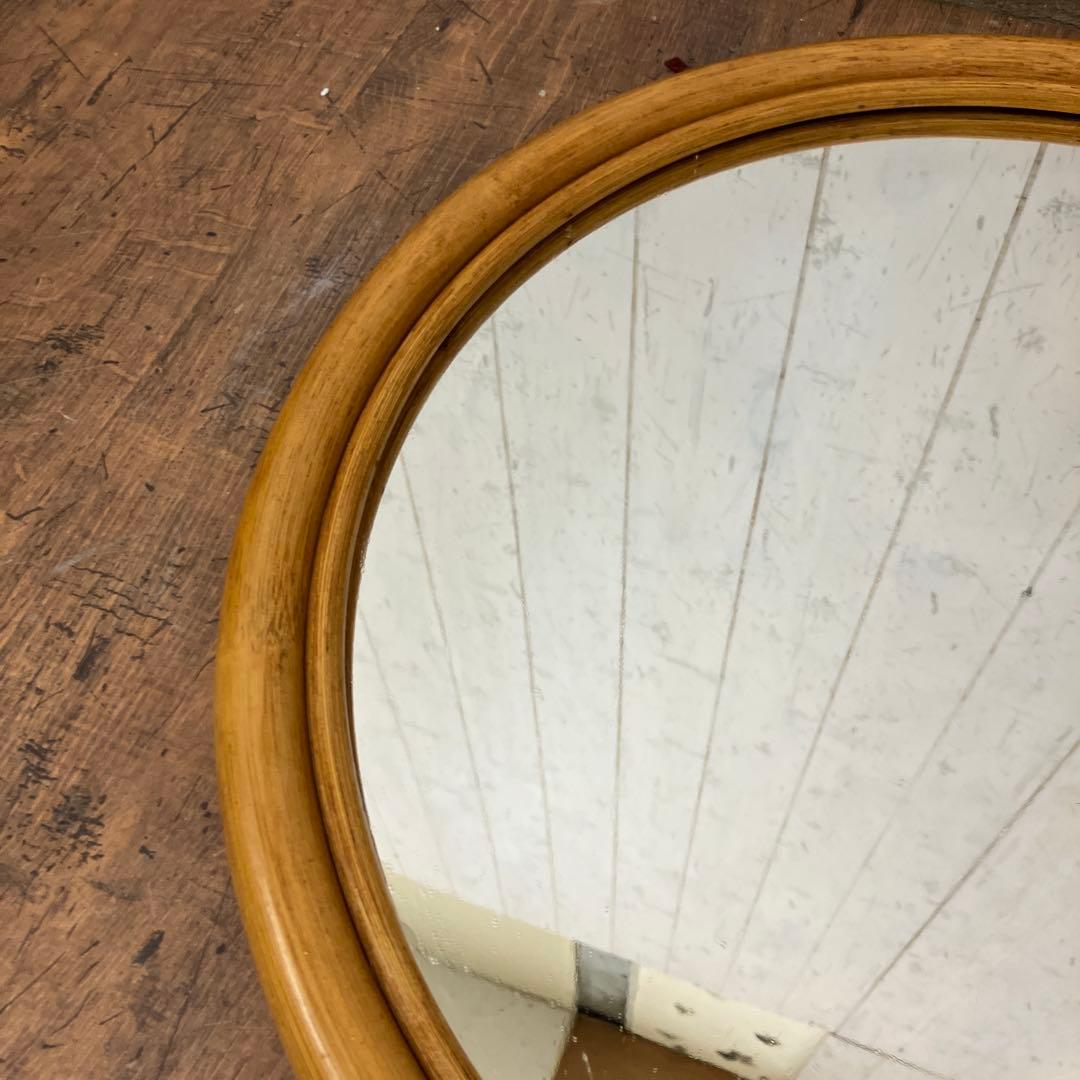 ■A-壁 昭和レトロ ニチハン 木製 丸型鏡 ラウンドミラー ウォールミラー