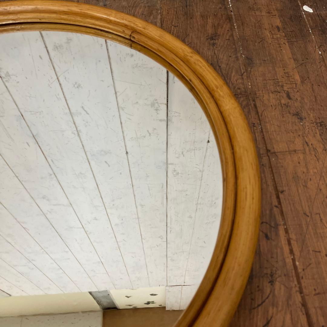 ■A-壁 昭和レトロ ニチハン 木製 丸型鏡 ラウンドミラー ウォールミラー