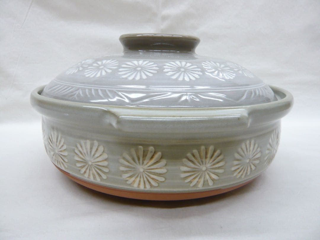 GINPO 花三島 土鍋 10号』ガス用 萬古焼 三重四日市 銀峯陶器 日本製