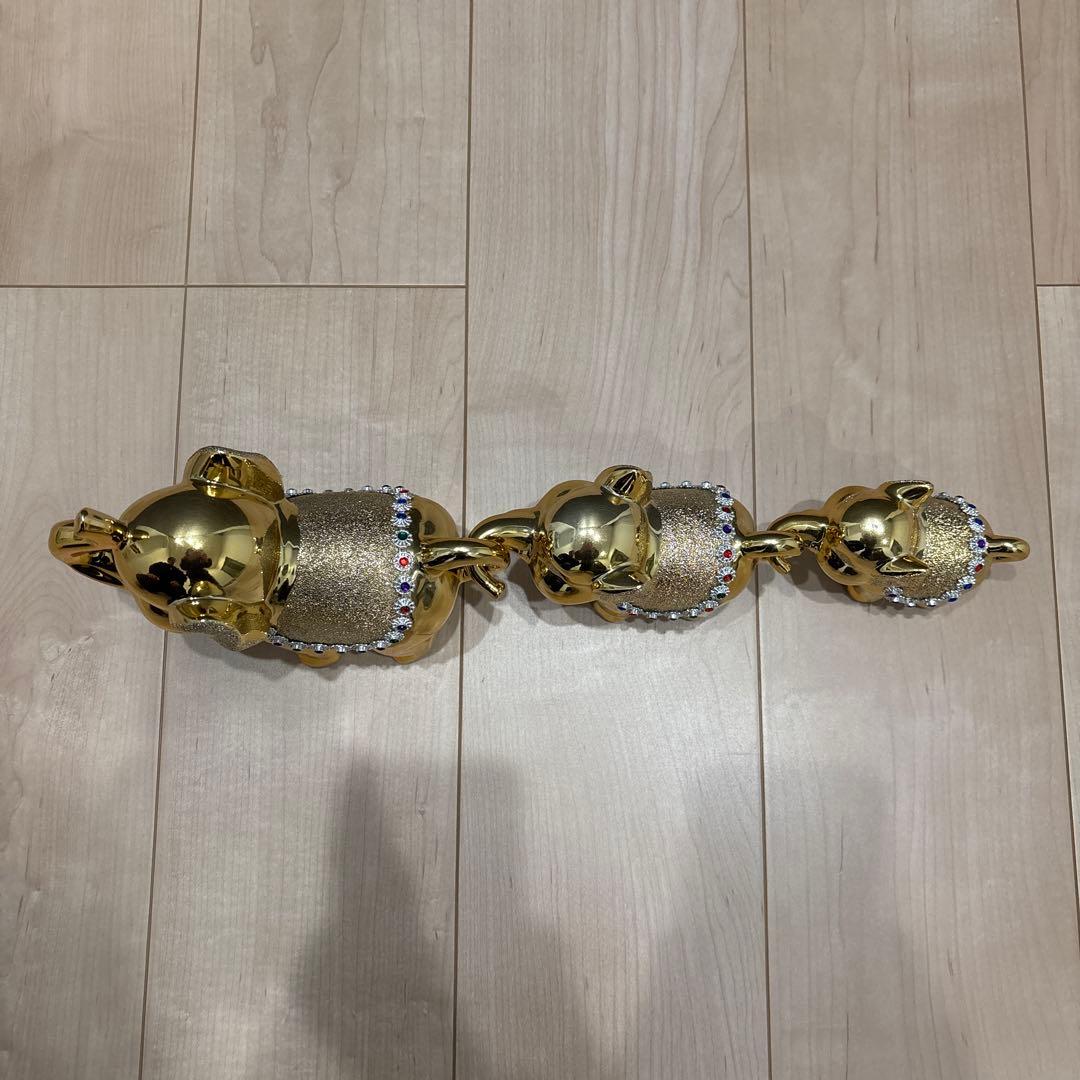 金色のゾウの置物　親子3個セット　インテリア