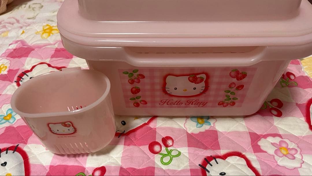 キティ　レア　当時物　いちご　カオハナ　水切りカゴ　キッチン　ラック　収納