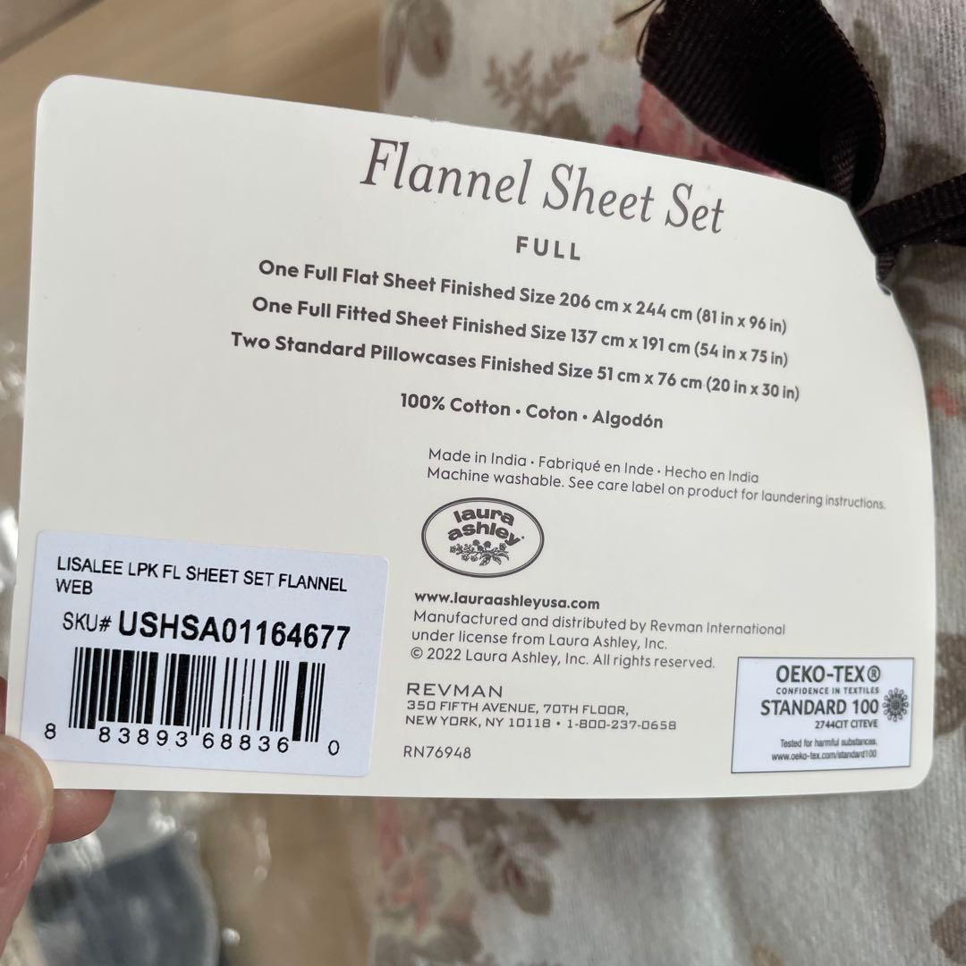 ローラアシュレイ　フランネルシーツ　4点セット　フルサイズ　S1329