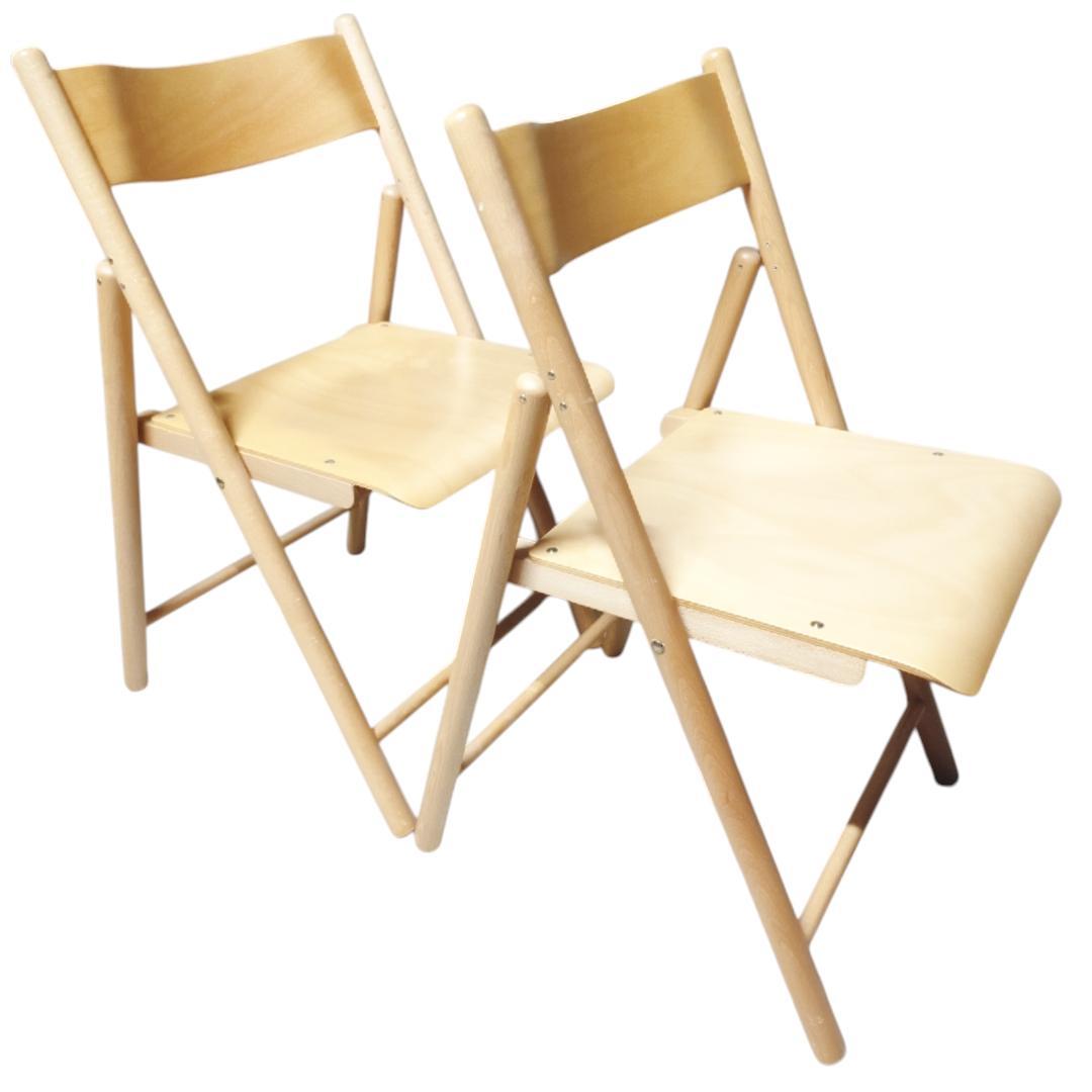 【2脚セット】無印良品 廃盤 折りたたみ椅子 ブナ材 フォールディングチェア