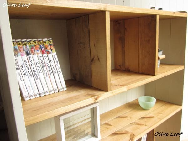 サイズ、デザインオーダー可！●７ブロックラック●無垢材シャビーホワイト●受注製作