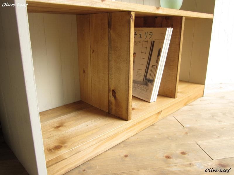 サイズ、デザインオーダー可！●７ブロックラック●無垢材シャビーホワイト●受注製作