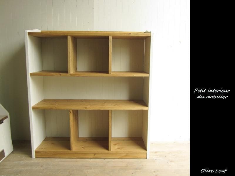 サイズ、デザインオーダー可！●７ブロックラック●無垢材シャビーホワイト●受注製作