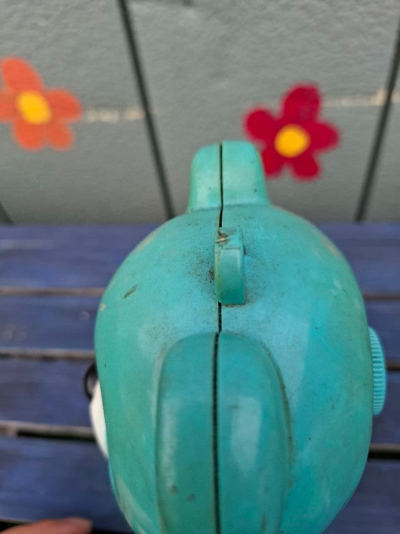 昭和レトロ　オルゴール クマ　ブルー Sankyo　 サンキョー　当時物　キョロ