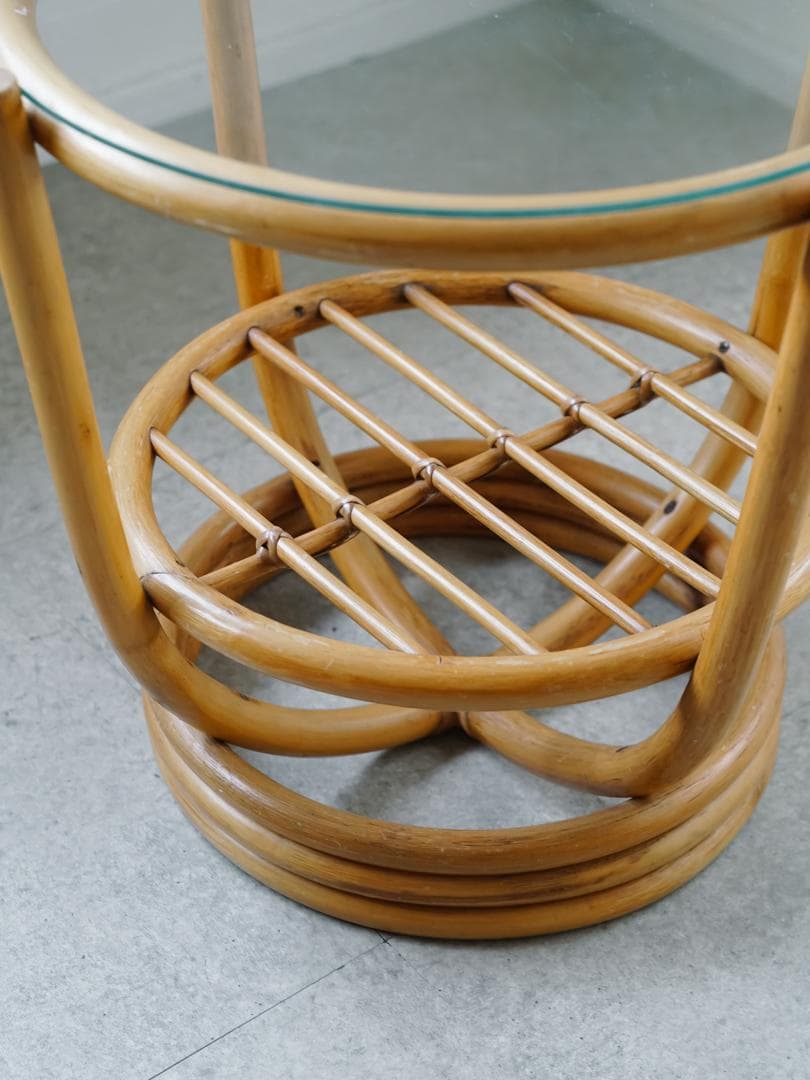 70-80's ヴィンテージ ラタン/藤 テーブル ミッドセンチュリーモダン