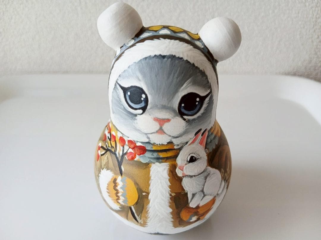 【CBT125】10cm級 おきあがりこぼし(大) スベトラーナ ぼんぼりねこ