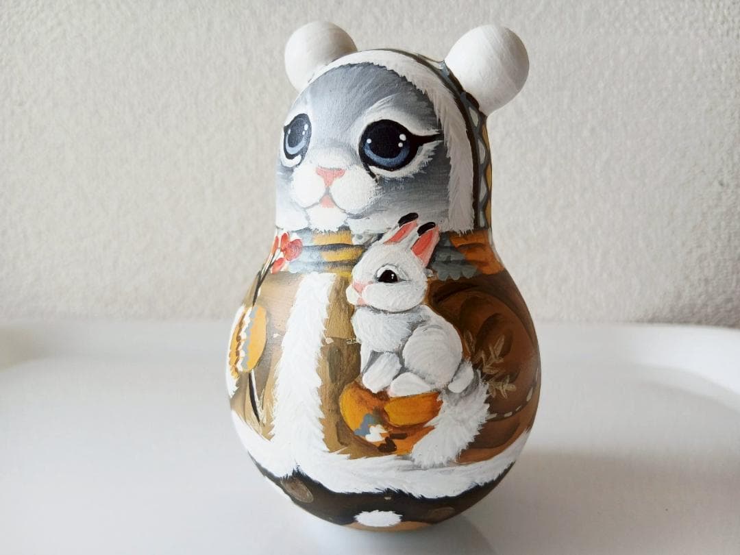 【CBT125】10cm級 おきあがりこぼし(大) スベトラーナ ぼんぼりねこ