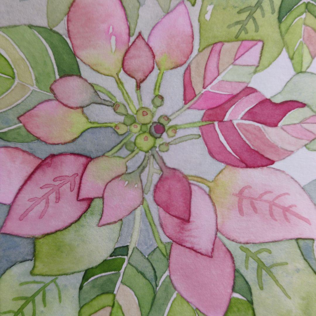 ポインセチアのクリスマス（水彩画）（原画） - メルカリ