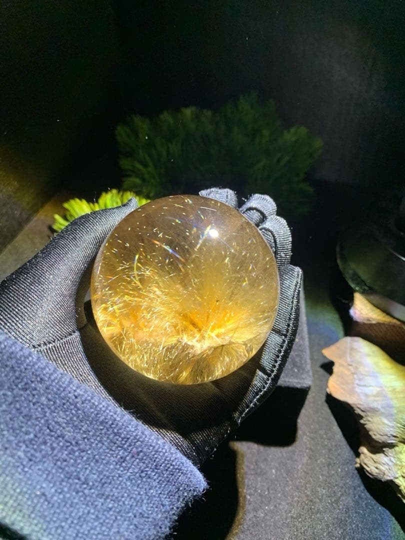 ⭐︎【極上品】ゴールド ルチル クオーツ 置物 65.5mm