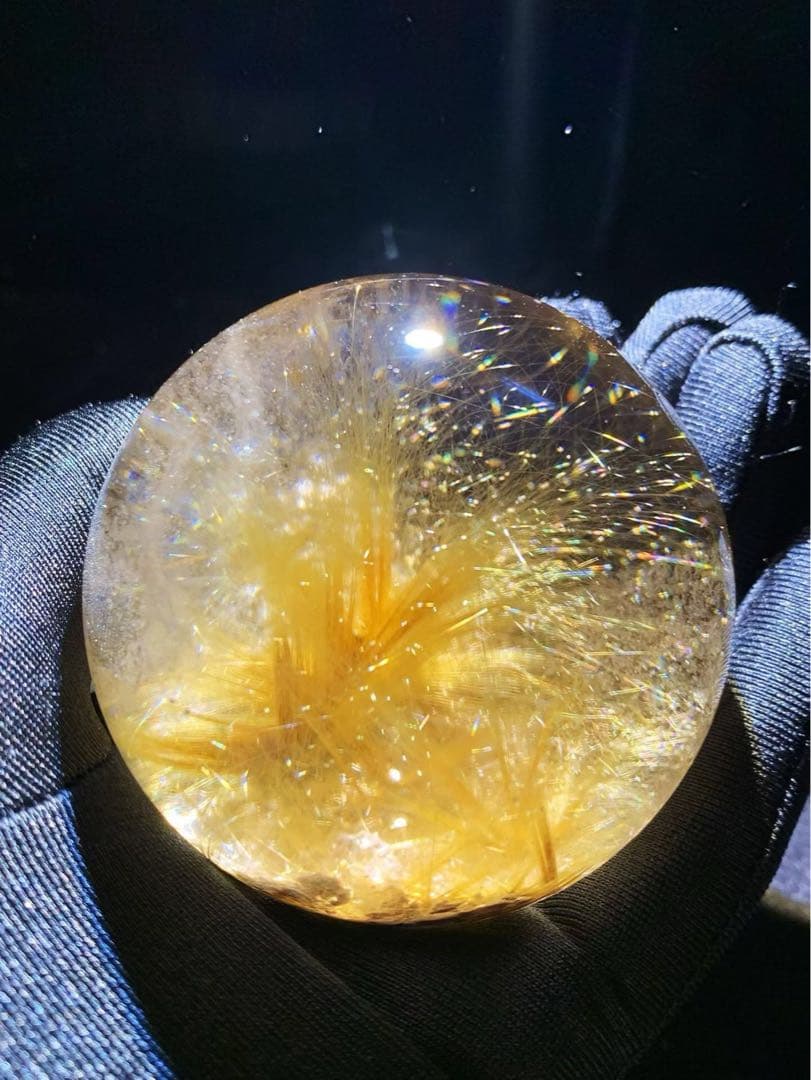 ⭐︎【極上品】ゴールド ルチル クオーツ 置物 65.5mm