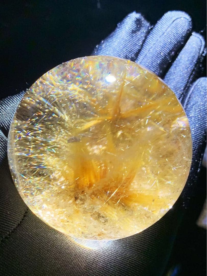 ⭐︎【極上品】ゴールド ルチル クオーツ 置物 65.5mm