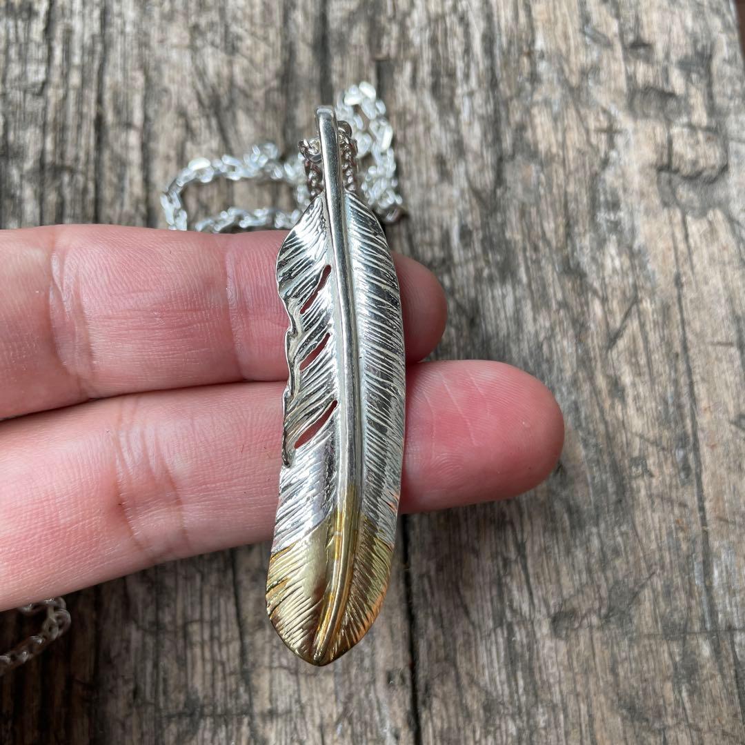 残0 先金 右 フェザー ネックレス ハンドメイド ノーブランド アメカジ