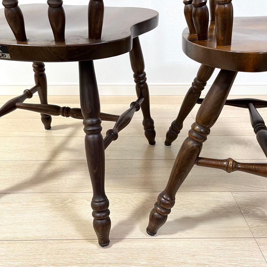 て53【2脚セット】柏木工 ウィンザーチェア 木製ダイニングチェア 無垢