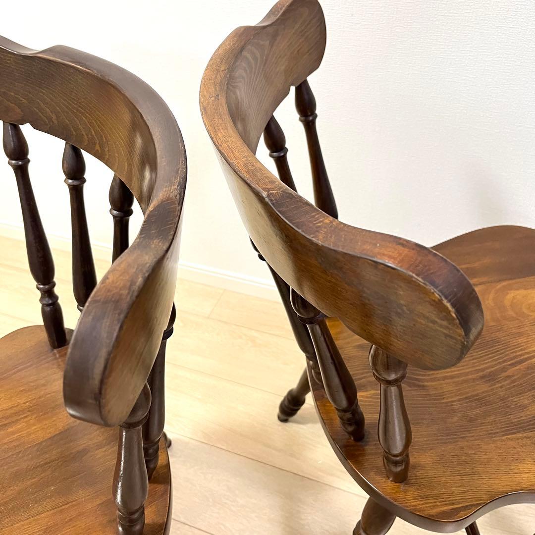 て53【2脚セット】柏木工 ウィンザーチェア 木製ダイニングチェア 無垢