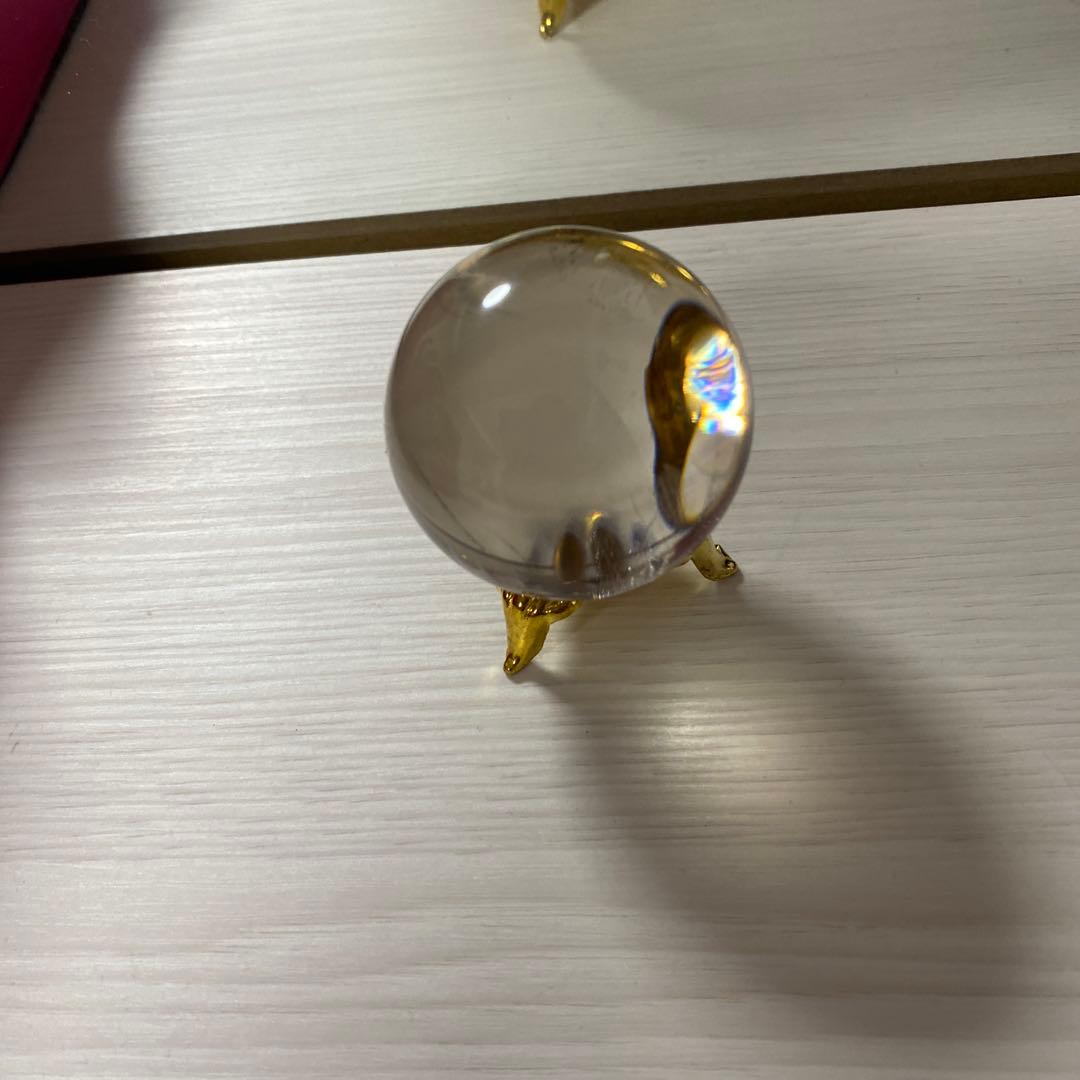 ✨✨レインボースモーキークォーツ丸玉3点セット✨✨台座付き