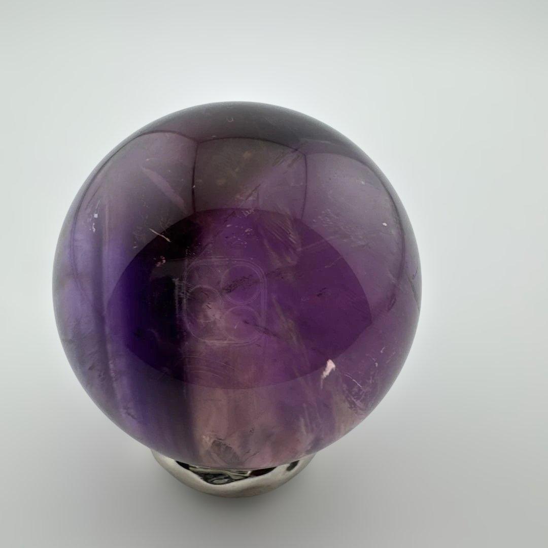 M-7天然アメトリン丸玉　トラピチェアメジストスフィア虹入り　天然石　クリスタル